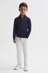 Reiss Blackhall - Eclipse Blue Merino Wool Zip Neck Jumper, Uk 10-11 Yrs