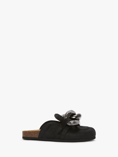 Jw Anderson Chain Loafer Leather Mules In Black