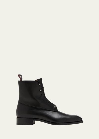 Christian Louboutin Men's Chambeliboot Leather Lace-up Ankle Boots In Black