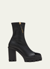 GIUSEPPE ZANOTTI MIXED LEATHER CAP-TOE PLATFORM BOOTIES