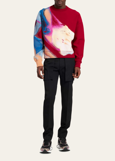 Alexander Mcqueen Luminous Flower Jacquard Sweatshirt In Garnet/multicolor
