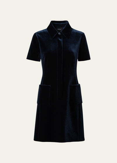 Akris Double-face Cotton Polo Dress With Half Button-front In Navy