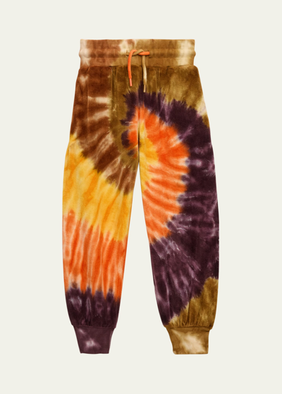 Molo Kid's Alvar Tie Dye-print Pants In Warm Swirl