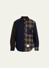 Thom Browne Snap Front Shirt Jacket In Dark Brown