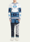 Alanui Icon Jacquard Geometric-pattern Sweater In White Ice Cloud