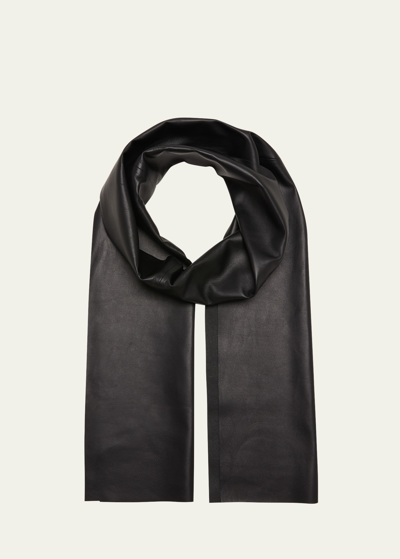 The Row Billie Leather Scarf In Black
