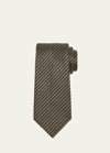 Brioni Men's Staggered Boxes Silk Tie In Olive Green