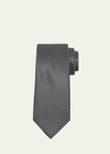 Brioni Men's Grid And Circle Silk Tie In Anthracite