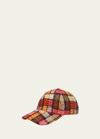 Grevi Men's Plaid-print Wool Baseball Cap In Red Multi