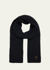 Loro Piana Men's Ribbed Cashmere Scarf In Navy Blue