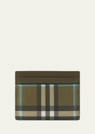 Burberry Check-pattern Card Holder In Khaki