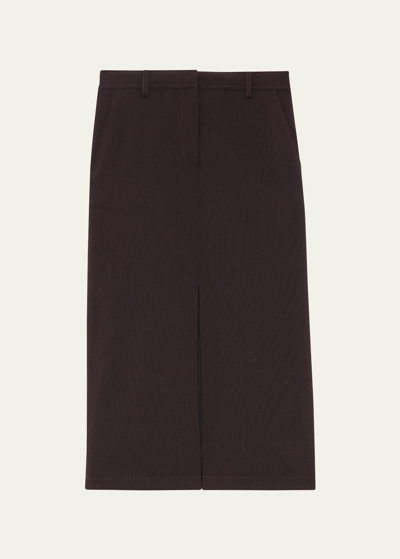 Theory Textured Wool Midi Trouser Skirt In Mink
