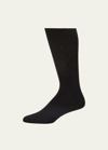Bresciani Men's Cashmere Cable Knit Mid-calf Socks In 014 Black