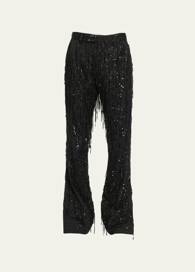 Amiri Sequin-embellished Tailored Trousers In Black