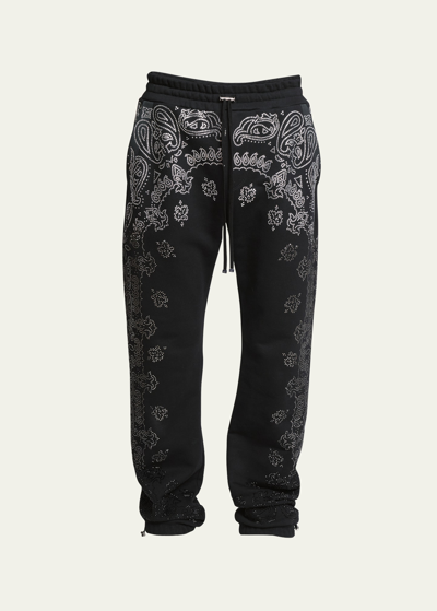 Amiri Men's Crystal Bandana Sweatpants In Black