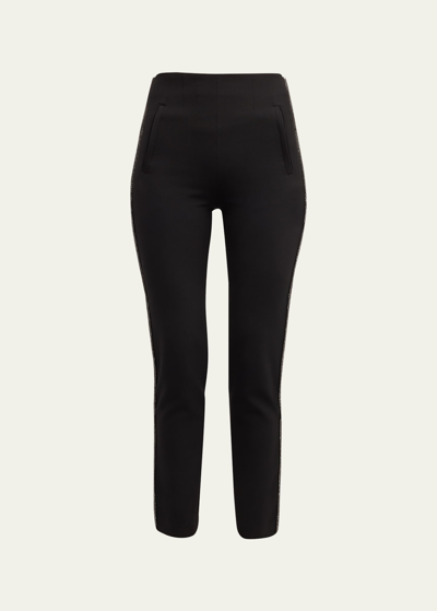 Veronica Beard Belay Embellished Slim Crop Pants In Black