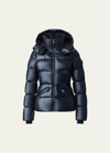 Mackage Madalyn Lustrous Light Down Jacket With Hood In Black