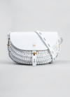 Tom Ford T Twist Small Woven Leather Saddle Crossbody Bag In White