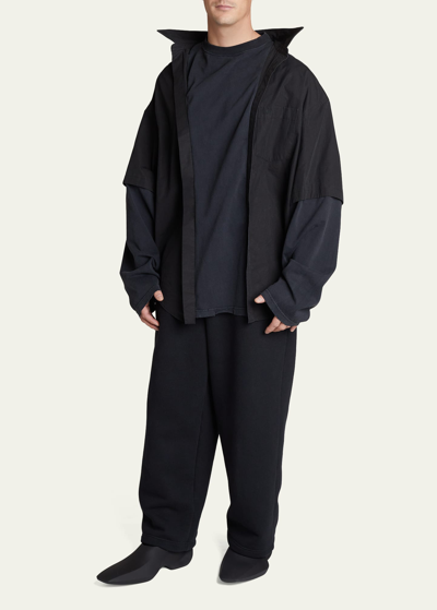 Balenciaga Men's Trompe L'oeil Oversized T-shirt In Noir
