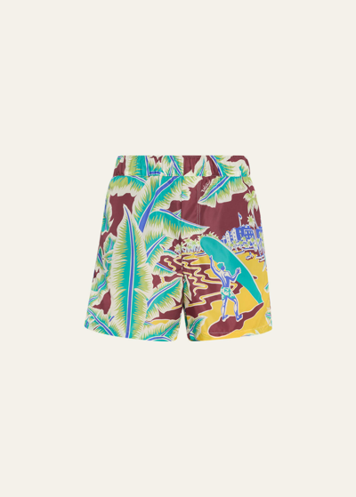 Valentino Graphic-print Swim Shorts In Multicolour