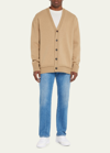 Maison Margiela Camel Wool Cardigan Men In Beige