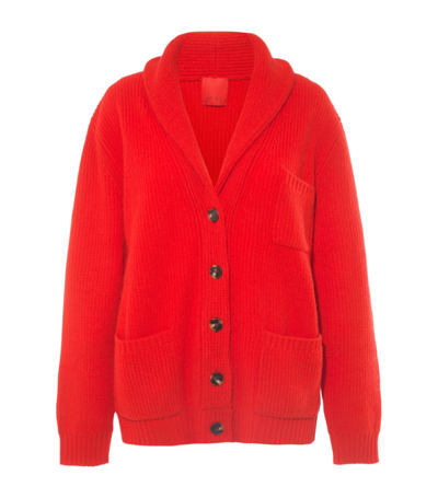 Cashmere In Love Ribbed-knit Buttoned Cardigan In Red