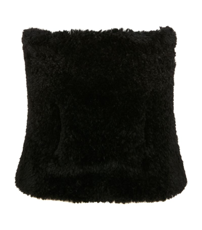 Jw Anderson Fuzzy Front-pocket Bandeau Top In Black