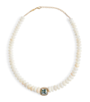 JACQUIE AICHE YELLOW GOLD, DIAMOND, AQUAMARINE AND OPAL BEAD NECKLACE