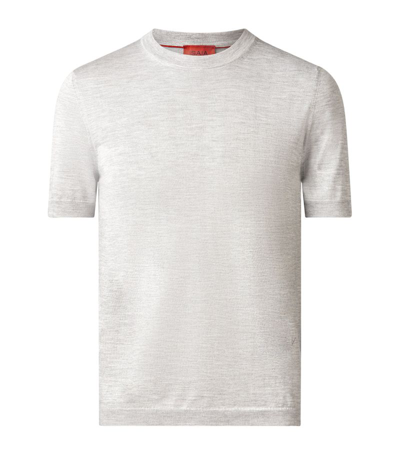 Isaia Cashmere-silk Knitted T-shirt In Grey