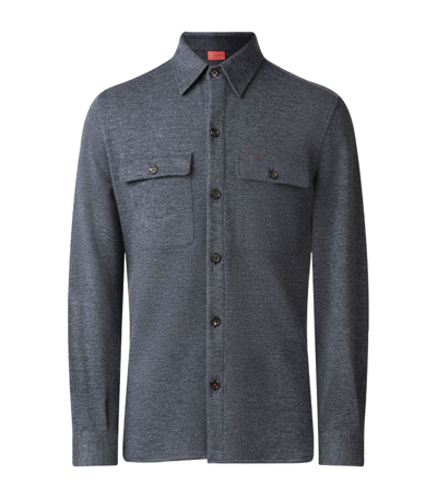 Isaia Cashmere-blend Overshirt In Blue