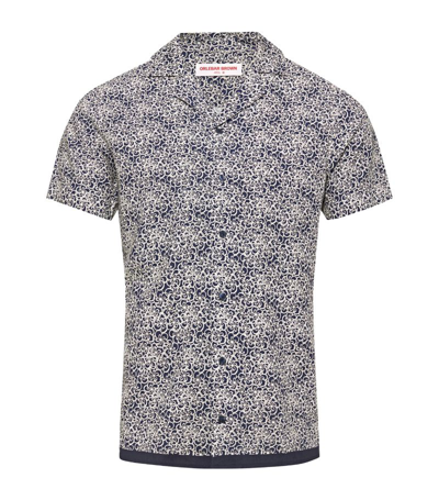 Orlebar Brown Mens Midnight Navy Travis Floral-print Woven Shirt