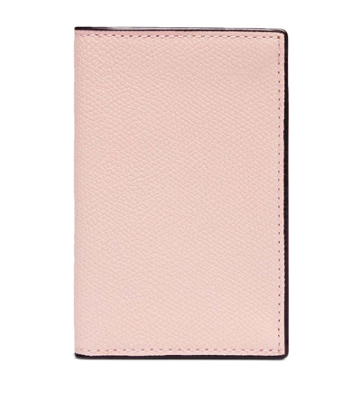 Valextra Leather Onda Card Holder In Pink
