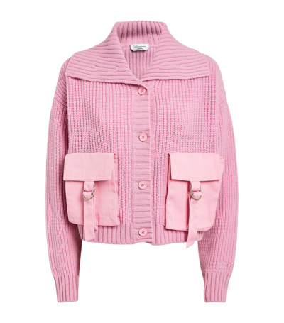 Blumarine Chunky-knit Wool Cardigan In Pink