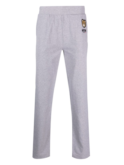 Moschino Leo Teddy-print Track Pants In Grey