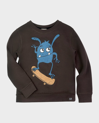 Appaman Little Boy's & Boy's Highland Skate Monster Sweatshirt In Pewter