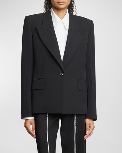 Victoria Beckham Square Shoulder Wool Jacket In Black