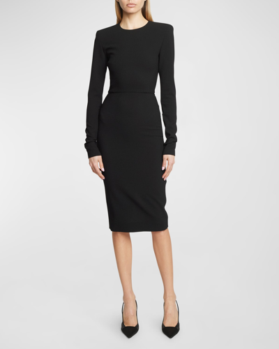 Victoria Beckham Long-sleeve Fitted T-shirt Dress In Black