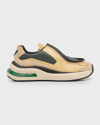 Prada Men's Systeme Suede And Mesh Sneakers In Beige/green