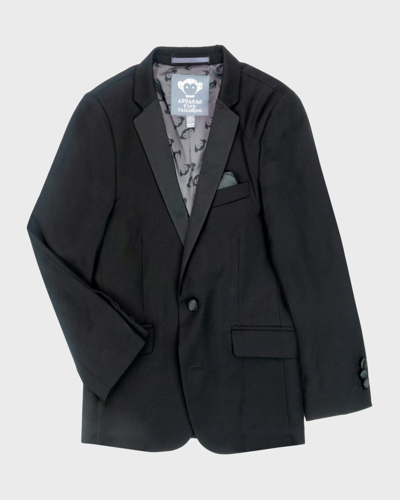 APPAMAN BOY'S TUXEDO SUIT JACKET, BLACK