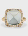 DAVID KORD 18K YELLOW GOLD RING WITH GREEN AMETHYST AND DIAMONDS