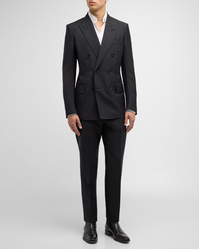 Tom Ford Men's Atticus Double-breasted Solid Suit In Black