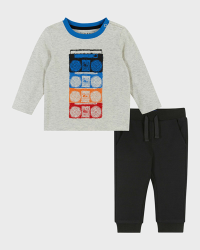Andy & Evan Kids' Boy's Boombox T-shirt W/ Joggers Set In Boombox Grey