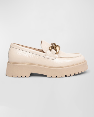 Nerogiardini Patent Chain Casual Loafers In Vanilla