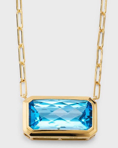 David Kord 18k Yellow Gold Necklace With Swiss Blue Topaz Bezel, 10.06tcw