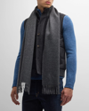 Neiman Marcus Men's Double-face Cashmere Scarf In Medium Grey