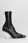 DAVID KOMA HIGH HEELS ANKLE BOOTS IN BLACK LEATHER