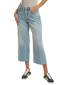 Frame Ali Exposed Button High Waist Raw Hem Crop Wide Leg Jeans In Blue