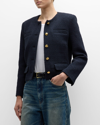 Nili Lotan Paige Tweed Boucle Jacket In Dark Navy