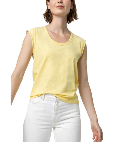 Lilla P Cap Sleeve Scoop Neck T-shirt In Yellow