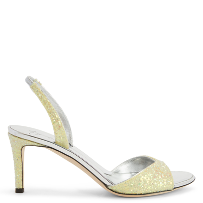 Giuseppe Zanotti Lilibeth 亮片金葱中跟凉鞋 In Yellow